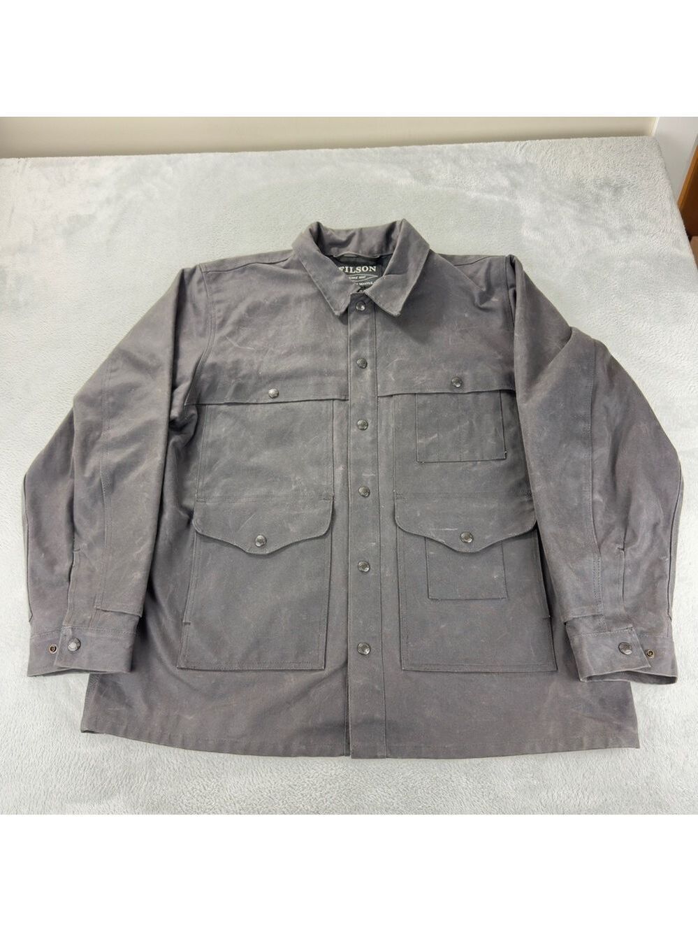 CC Filson Tin Cloth Short Lined Cruiser Jacket Mens XL Black Waxed Canvas Twill
